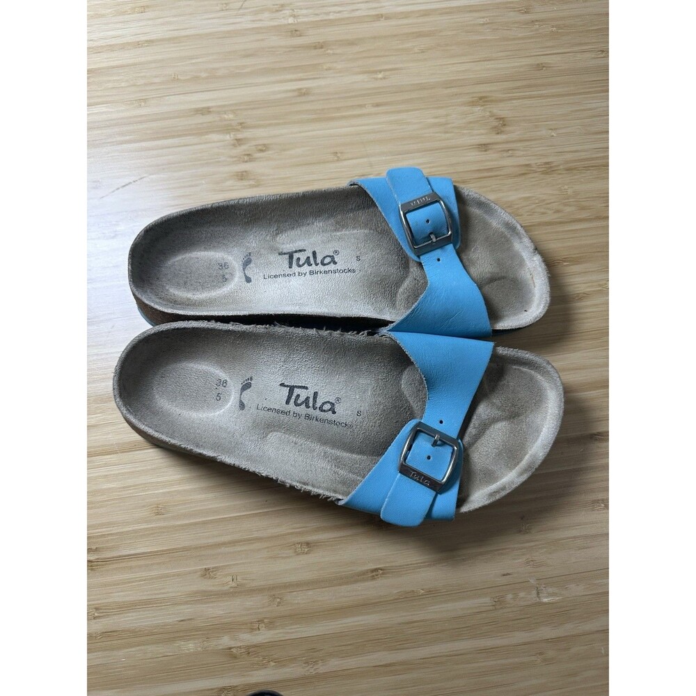Tula Madrid By Birkenstock Sandals Size 36 Women Turquoise Leather Buckle Slide